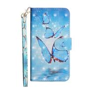 Sunrive Funda Compatible con Huawei Nova 15 Pro, Cuero Artificial Sintético Protectiva Carcasa Resistente Cierre Magnético,en Folio,Soporte Plegable(Mariposa Azul)