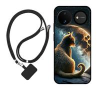 Sunrive Funda Compatible con Huawei Nova 16,Slim Fit Gel Mate Carcasa Case Bumper de Impactos Espalda Cover (Luna,Estrellas,Gato)+1 X Correa Universal