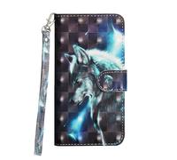 Sunrive Funda Compatible con Huawei Nova 16Z, Cuero Artificial Sintético Protectiva Carcasa Resistente Cierre Magnético,en Folio,Soporte Plegable(Lobo)