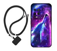 Sunrive Funda Compatible con Huawei Nova 16Z,Slim Fit Gel Mate Carcasa Case Bumper de Impactos Espalda Cover (Lobo,Luna,Estrellas)+1 X Correa Universal