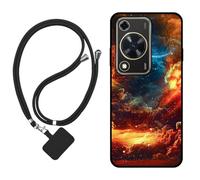 Sunrive Funda Compatible con Huawei Nova Y63,Slim Fit Gel Mate Carcasa Case Bumper de Impactos Espalda Cover (Nubes,Luna,Cielo)+1 X Correa Universal