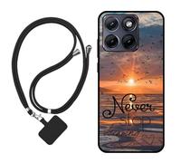 Sunrive Funda Compatible con Moto Edge 70 Fusion,Slim Fit Gel Mate Carcasa Case Bumper de Impactos Espalda Cover (Mar,Sol,Gaviotas)+1 X Correa Universal