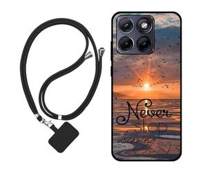 Sunrive Funda Compatible con Moto Edge 70 Fusion,Slim Fit Gel Mate Carcasa Case Bumper de Impactos Espalda Cover (Mar,Sol,Gaviotas)+1 X Correa Universal