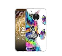 Sunrive Funda Compatible con Motorola Moto G5, Silicona Slim Fit Gel Transparente Carcasa Case Bumper de Impactos y Anti-Arañazos Espalda Cover(Q Gato 4)