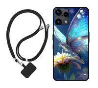 Sunrive Funda Compatible con Nothing Phone (3A) Lite,Slim Fit Gel Mate Carcasa Case Bumper de Impactos Espalda Cover (Mariposa,Flor)+1 X Correa Universal