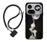 Sunrive Funda Compatible con Nothing Phone 4A Pro,Slim Fit Gel Mate Carcasa Case Bumper de Impactos Espalda Cover (Sombra de Espalda,Luna,Estrellas)+1 X Correa Universal