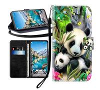 Sunrive Funda Compatible con Nubia A56/ZTE Blade A56, Cuero Artificial Sintético Protectiva Carcasa Resistente Cierre Magnético,en Folio,Soporte Plegable(Panda Cascada B1)