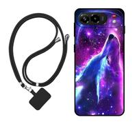 Sunrive Funda Compatible con Nubia Air Pro,Slim Fit Gel Mate Carcasa Case Bumper de Impactos Espalda Cover (Lobo,Luna,Estrellas)+1 X Correa Universal
