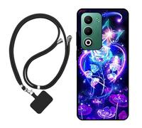 Sunrive Funda Compatible con OPPO A5M/A5 5G,Slim Fit Gel Mate Carcasa Case Bumper de Impactos Espalda Cover (Rosas,Mariposa,Flor)+1 X Correa Universal
