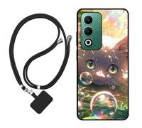 Sunrive Funda Compatible con OPPO A5M/A5 5G,Slim Fit Gel Mate Carcasa Case Bumper de Impactos Espalda Cover (Burbujas Gatos)+1 X Correa Universal
