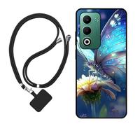 Sunrive Funda Compatible con OPPO A5M/A5 5G,Slim Fit Gel Mate Carcasa Case Bumper de Impactos Espalda Cover (Mariposa,Flor)+1 X Correa Universal