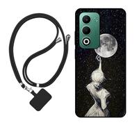 Sunrive Funda Compatible con OPPO A5M/A5 5G,Slim Fit Gel Mate Carcasa Case Bumper de Impactos Espalda Cover (Sombra de Espalda,Luna,Estrellas)+1 X Correa Universal