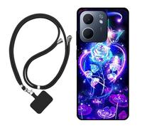 Sunrive Funda Compatible con OPPO A5X 4G/5G,Slim Fit Gel Mate Carcasa Case Bumper de Impactos Espalda Cover (Rosas,Mariposa,Flor)+1 X Correa Universal