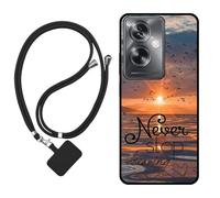 Sunrive Funda Compatible con OPPO A79 5G,Slim Fit Gel Mate Carcasa Case Bumper de Impactos y Anti-Arañazos Espalda Cover (Mar,Sol,Gaviotas)+1 X Correa Universal