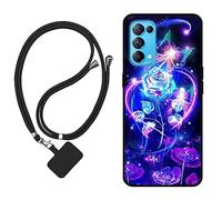 Sunrive Funda Compatible con OPPO Find X3 Lite 5G,Slim Fit Gel Mate Carcasa Case Bumper de Impactos y Anti-Arañazos Espalda Cover (Rosas,Mariposa,Flor)+1 X Correa Universal