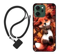 Sunrive Funda Compatible con OPPO Reno14 F,Slim Fit Gel Mate Carcasa Case Bumper de Impactos Espalda Cover (Zorro de Hoja de Arce)+1 X Correa Universal