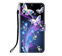 Sunrive Funda Compatible con Realme C73 5G/C75 5G, Cuero Artificial Sintético Protectiva Carcasa Resistente Cierre Magnético,en Folio,Soporte Plegable(Q Mariposa 2)