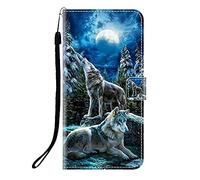 Sunrive Funda Compatible con Realme C73 5G/C75 5G, Cuero Artificial Sintético Protectiva Carcasa Resistente Cierre Magnético,en Folio,Soporte Plegable(Q Lobo 1)