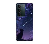 Sunrive Funda Compatible con Realme C73 5G/C75 5G, Silicona Slim Fit Gel Transparente Carcasa Case Bumper de Impactos y Anti-Arañazos Espalda Patrones Cover(Gato Mirando Las Estrellas)