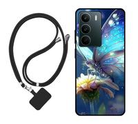 Sunrive Funda Compatible con Realme C73 5G/C75 5G,Slim Fit Gel Mate Carcasa Case Bumper de Impactos Espalda Cover (Mariposa,Flor)+1 X Correa Universal