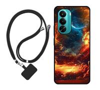 Sunrive Funda Compatible con Realme P4X 4G/5G/Oneplus Nord CE6Lite,Slim Fit Gel Mate Carcasa Case Bumper de Impactos Espalda Cover (Nubes,Luna,Cielo)+1 X Correa Universal