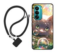 Sunrive Funda Compatible con Realme P4X 4G/5G/Oneplus Nord CE6Lite,Slim Fit Gel Mate Carcasa Case Bumper de Impactos Espalda Cover (Burbujas Gatos)+1 X Correa Universal
