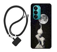 Sunrive Funda Compatible con Realme P4X 4G/5G/Oneplus Nord CE6Lite,Slim Fit Gel Mate Carcasa Case Bumper de Impactos Espalda Cover (Sombra de Espalda,Luna,Estrellas)+1 X Correa Universal