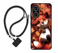 Sunrive Funda Compatible con Redmi A5,Slim Fit Gel Mate Carcasa Case Bumper de Impactos Espalda Cover (Zorro de Hoja de Arce)+1 X Correa Universal