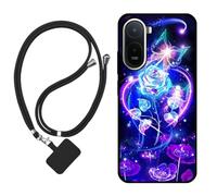 Sunrive Funda Compatible con Redmi A7 Pro 5G,Slim Fit Gel Mate Carcasa Case Bumper de Impactos Espalda Cover (Rosas,Mariposa,Flor)+1 X Correa Universal