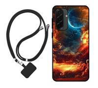 Sunrive Funda Compatible con Samsung Galaxy A27,Slim Fit Gel Mate Carcasa Case Bumper de Impactos Espalda Cover (Nubes,Luna,Cielo)+1 X Correa Universal