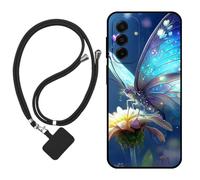 Sunrive Funda Compatible con Samsung Galaxy Buddy5,Slim Fit Gel Mate Carcasa Case Bumper de Impactos Espalda Cover (Mariposa,Flor)+1 X Correa Universal