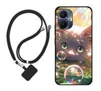 Sunrive Funda Compatible con TCL K70 Power 4G,Slim Fit Gel Mate Carcasa Case Bumper de Impactos Espalda Cover (Burbujas Gatos)+1 X Correa Universal