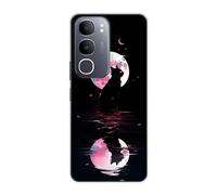 Sunrive Funda Compatible con Vivo G3 5G, Silicona Slim Fit Gel Transparente Carcasa Case Bumper de Impactos y Anti-Arañazos Espalda Patrones Cover(Planeta y Gato)