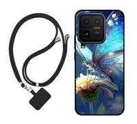 Sunrive Funda Compatible con Vivo iqoo 15 Ultra,Slim Fit Gel Mate Carcasa Case Bumper de Impactos Espalda Cover (Mariposa,Flor)+1 X Correa Universal