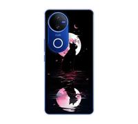 Sunrive Funda Compatible con Vivo T4R, Silicona Slim Fit Gel Transparente Carcasa Case Bumper de Impactos y Anti-Arañazos Espalda Patrones Cover(Planeta y Gato)