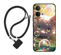 Sunrive Funda Compatible con Vivo T5/Y31D/Y6M,Slim Fit Gel Mate Carcasa Case Bumper de Impactos Espalda Cover (Burbujas Gatos)+1 X Correa Universal