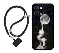 Sunrive Funda Compatible con Vivo T5/Y31D/Y6M,Slim Fit Gel Mate Carcasa Case Bumper de Impactos Espalda Cover (Sombra de Espalda,Luna,Estrellas)+1 X Correa Universal
