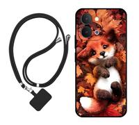 Sunrive Funda Compatible con Vivo T5/Y31D/Y6M,Slim Fit Gel Mate Carcasa Case Bumper de Impactos Espalda Cover (Zorro de Hoja de Arce)+1 X Correa Universal