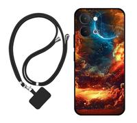 Sunrive Funda Compatible con Vivo T5/Y31D/Y6M,Slim Fit Gel Mate Carcasa Case Bumper de Impactos Espalda Cover (Nubes,Luna,Cielo)+1 X Correa Universal