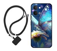 Sunrive Funda Compatible con Vivo T5/Y31D/Y6M,Slim Fit Gel Mate Carcasa Case Bumper de Impactos Espalda Cover (Mariposa,Flor)+1 X Correa Universal