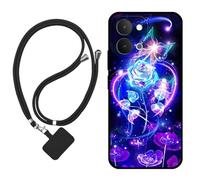 Sunrive Funda Compatible con Vivo T5/Y31D/Y6M,Slim Fit Gel Mate Carcasa Case Bumper de Impactos Espalda Cover (Rosas,Mariposa,Flor)+1 X Correa Universal
