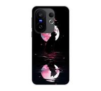 Sunrive Funda Compatible con Vivo X200 FE 5G, Silicona Slim Fit Gel Transparente Carcasa Case Bumper de Impactos y Anti-Arañazos Espalda Patrones Cover(Planeta y Gato)