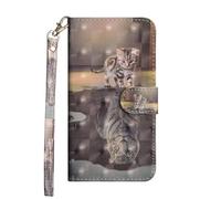 Sunrive Funda Compatible con Vivo Y19S GT/Y29T 5G, Cuero Artificial Sintético Protectiva Carcasa Resistente Cierre Magnético,en Folio,Soporte Plegable(Tigre de Gato)