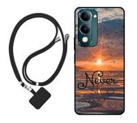 Sunrive Funda Compatible con Vivo Y19S GT/Y29T 5G,Slim Fit Gel Mate Carcasa Case Bumper de Impactos Espalda Cover (Mar,Sol,Gaviotas)+1 X Correa Universal