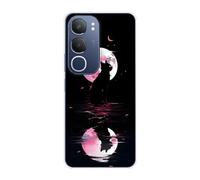 Sunrive Funda Compatible con Vivo Y19S Pro/Y29 5G, Silicona Slim Fit Gel Transparente Carcasa Case Bumper de Impactos y Anti-Arañazos Espalda Patrones Cover(Planeta y Gato)