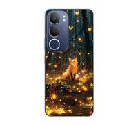 Sunrive Funda Compatible con Vivo Y19S Pro/Y29 5G, Silicona Slim Fit Gel Transparente Carcasa Case Bumper de Impactos y Anti-Arañazos Espalda Patrones Cover(Zorro en la Jungla)