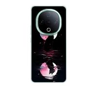 Sunrive Funda Compatible con Vivo Y300C, Silicona Slim Fit Gel Transparente Carcasa Case Bumper de Impactos y Anti-Arañazos Espalda Patrones Cover(Planeta y Gato)