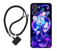 Sunrive Funda Compatible con Vivo Y31S 2026,Slim Fit Gel Mate Carcasa Case Bumper de Impactos Espalda Cover (Rosas,Mariposa,Flor)+1 X Correa Universal