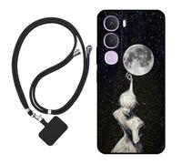 Sunrive Funda Compatible con Vivo Y31S 2026,Slim Fit Gel Mate Carcasa Case Bumper de Impactos Espalda Cover (Sombra de Espalda,Luna,Estrellas)+1 X Correa Universal