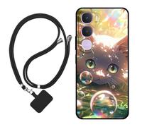 Sunrive Funda Compatible con Vivo Y31S 2026,Slim Fit Gel Mate Carcasa Case Bumper de Impactos Espalda Cover (Burbujas Gatos)+1 X Correa Universal